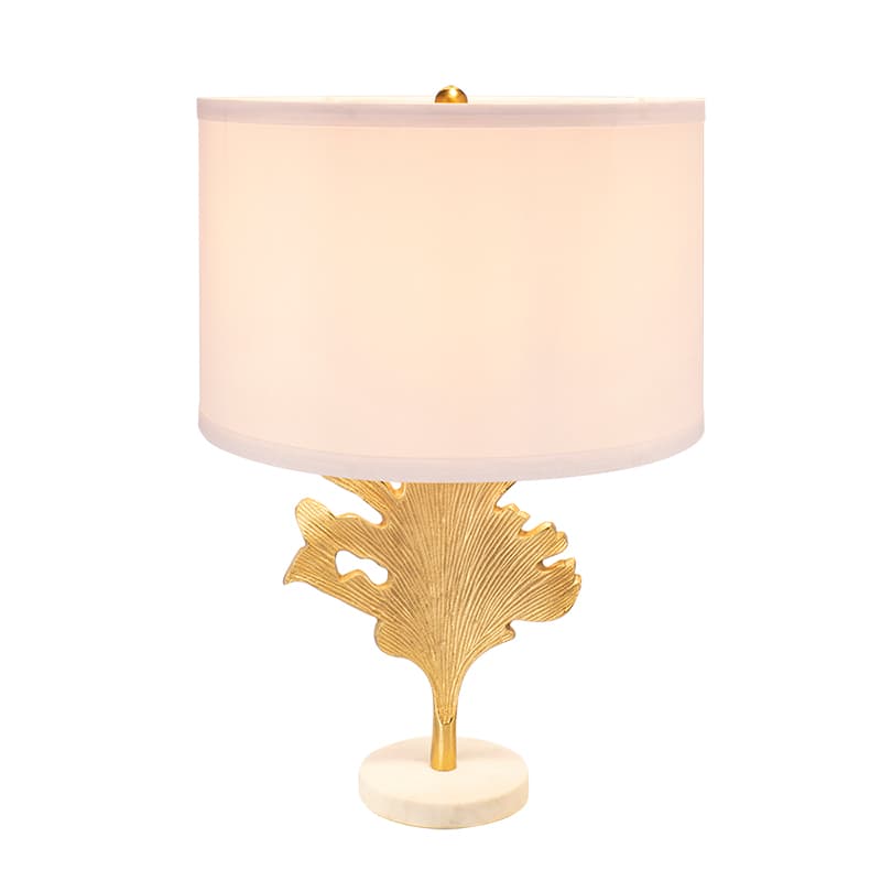Alt View 1. Luckbyte - D13x22.2" Gold White Table Lamp Leaf Design Lamp Shade Assembly Required.