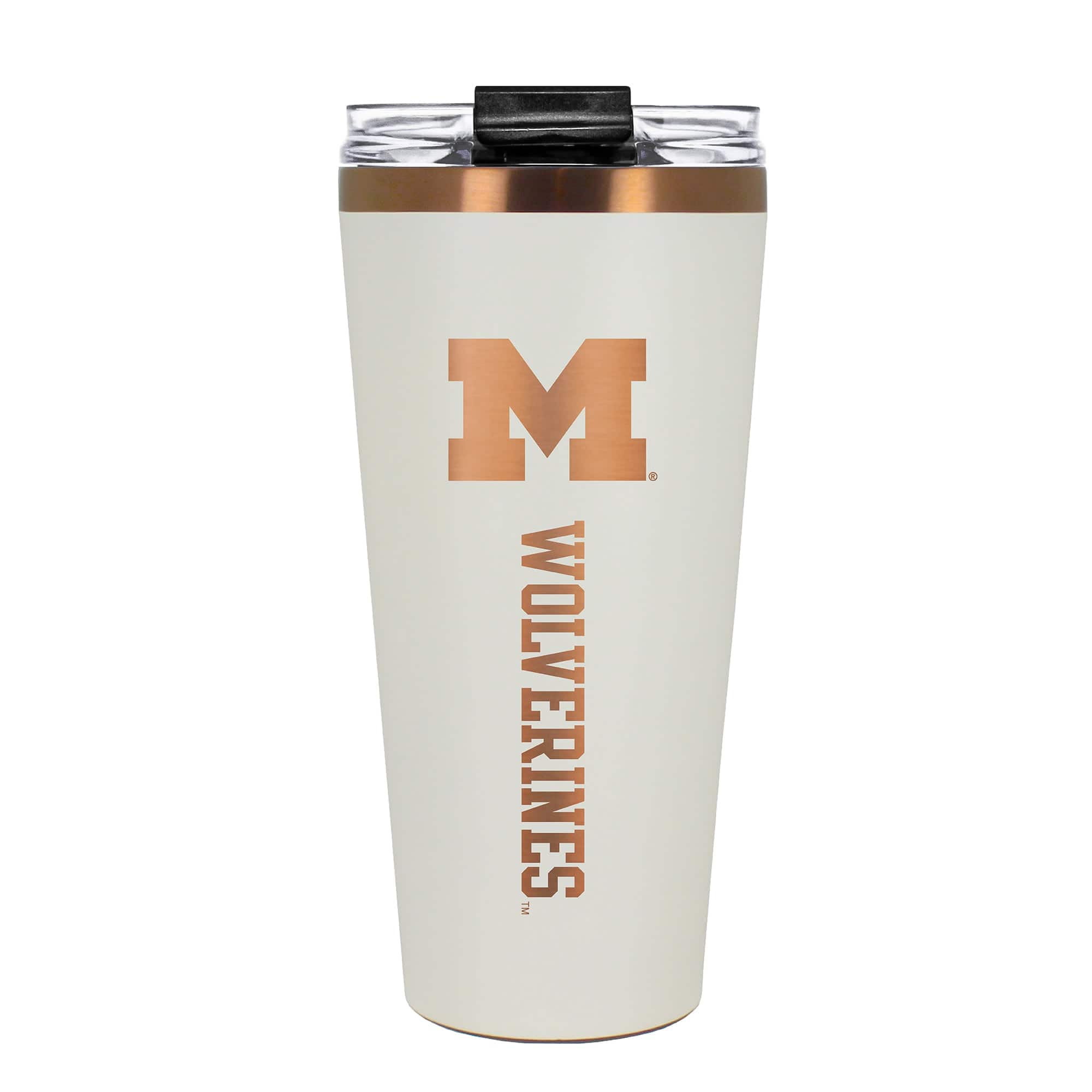 Front. Great American Products - Michigan Wolverines 30oz. Big Slim Tumbler - Cream.
