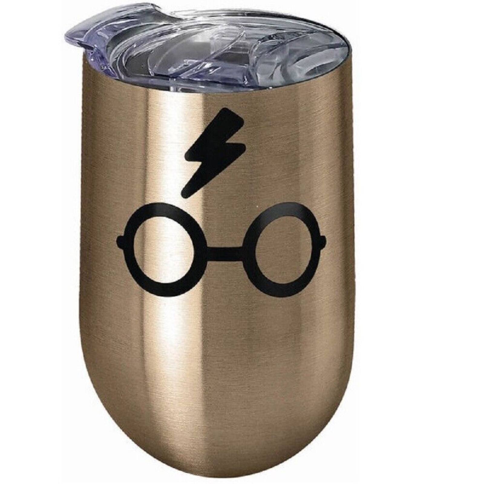 Front. Spoontiques - Harry Potter Glasses Gold Stainless Steel Double Wall Insulated Wine Tumbler Mug 16 ounce - Gold.