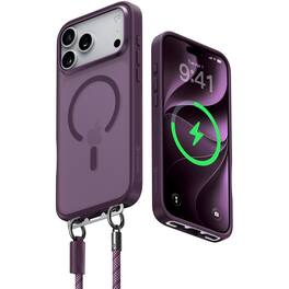 CASEKOO - Matte Magnetic Case for iPhone 18 Pro & 17 Pro, Translucent, ClipSafe & Wrist Strap - Burgundy
