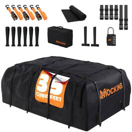 Mockins - 35 Cu Ft. Waterproof Roof Top Cargo Bag (60 in. x 42 in. x 24 in.) with Mat, Straps, Hooks, Lock & Carry Case
