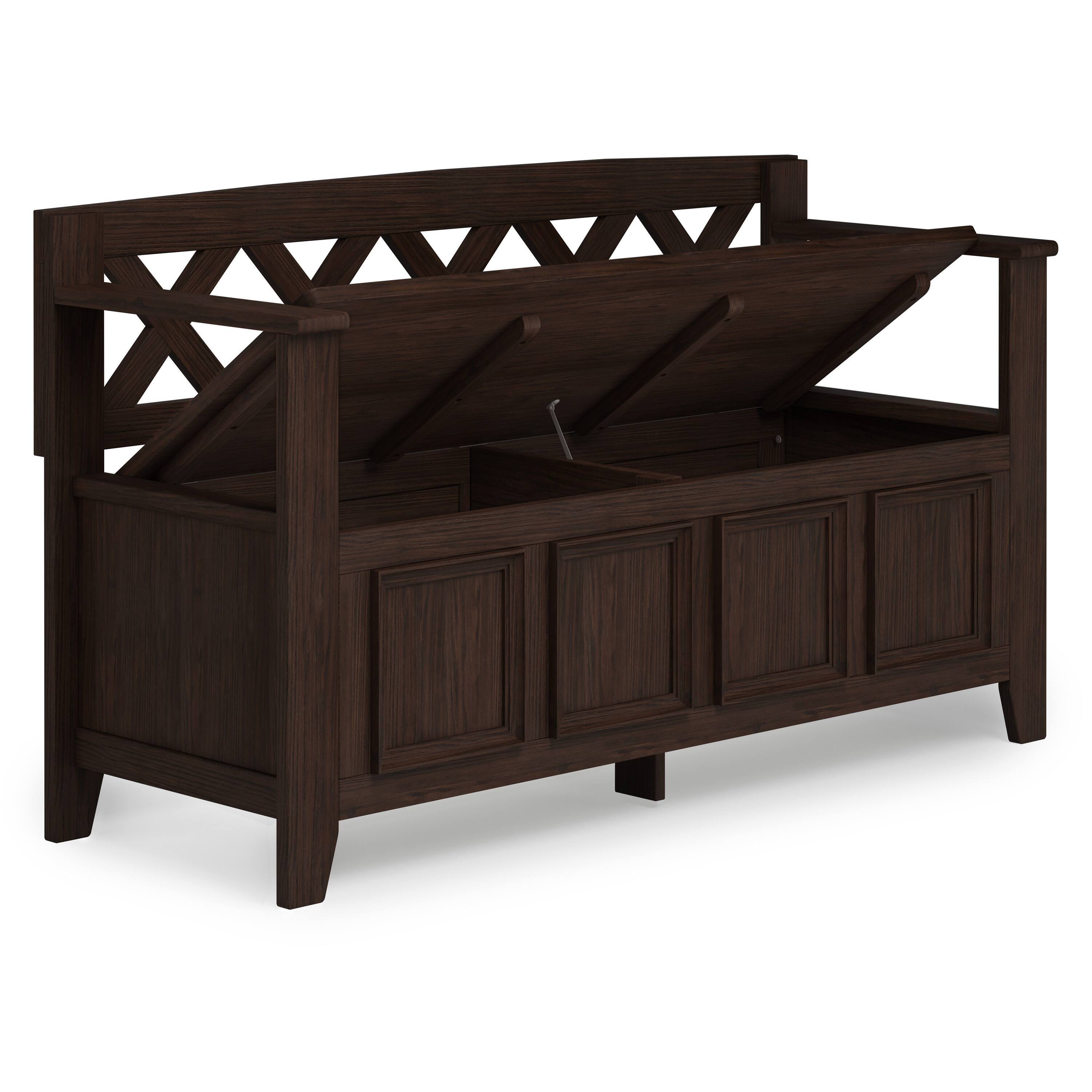 Simpli Home Amherst Entryway Storage Bench Farmhouse Brown AXCAMH13FB