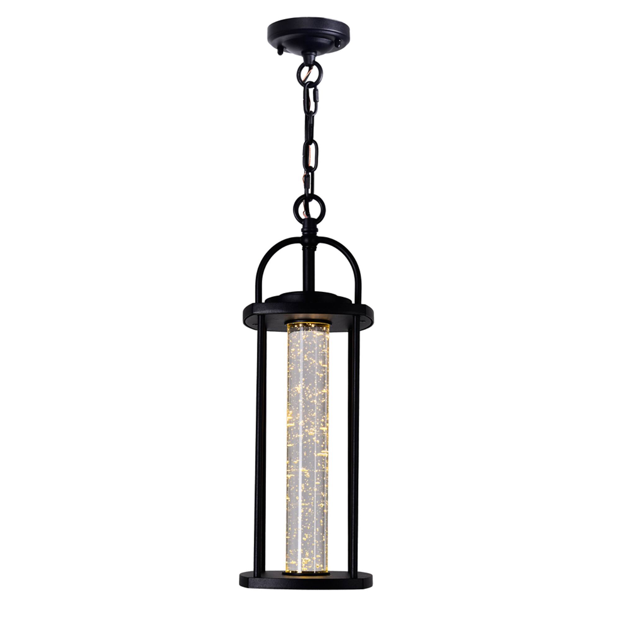 Angle. CWI Lighting - Greenwood LED Outdoor Black Pendant - Black.