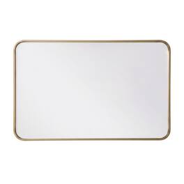Elegant Decor - Soft corner metal rectangular mirror 22x36 inch - Brass