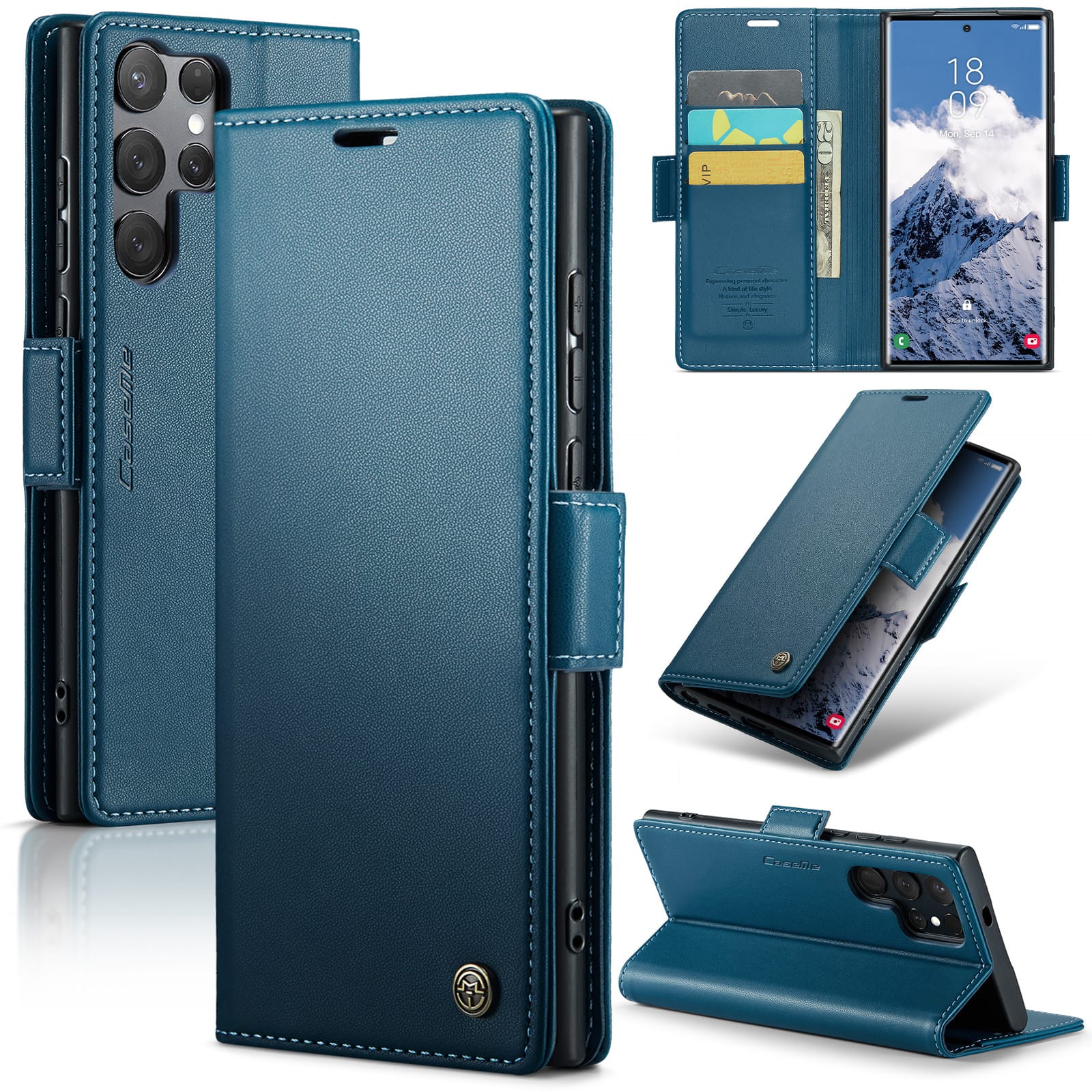 UUCOVER - For Samsung Galaxy S25 Ultra PU Leather Wallet Case with RFID Blocking Cash Card Holder, Magnetic Flip Kickstand Cover - Blue price history on PriceWatchPro