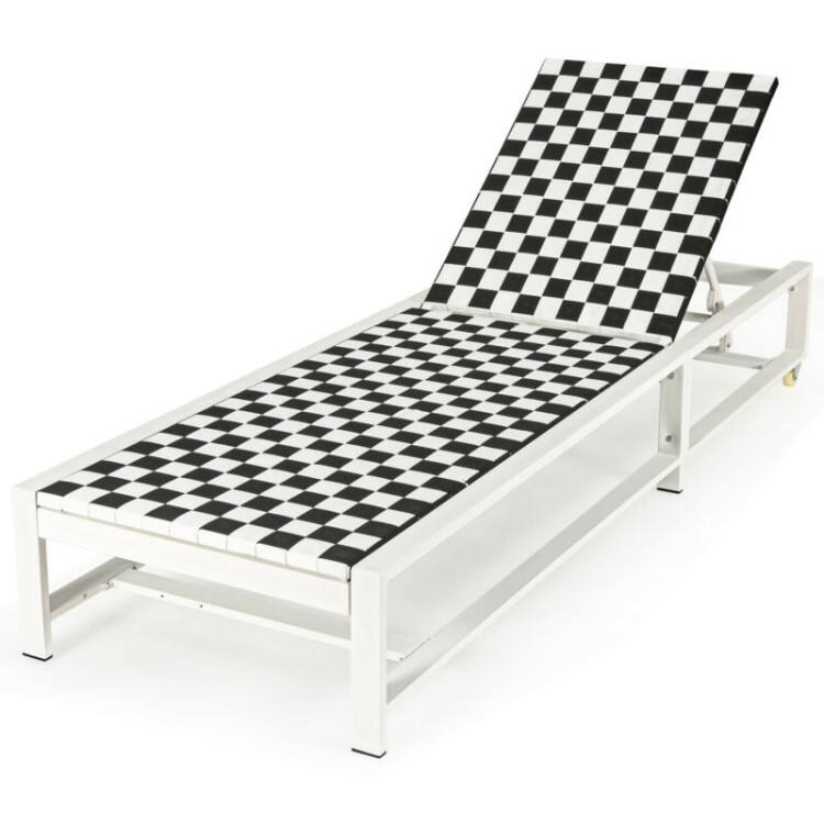Front. SlickBlue - Patio Adjustable Reclining Lounge Chair Chaise with Wheels for Garden or Deck - Black, White.