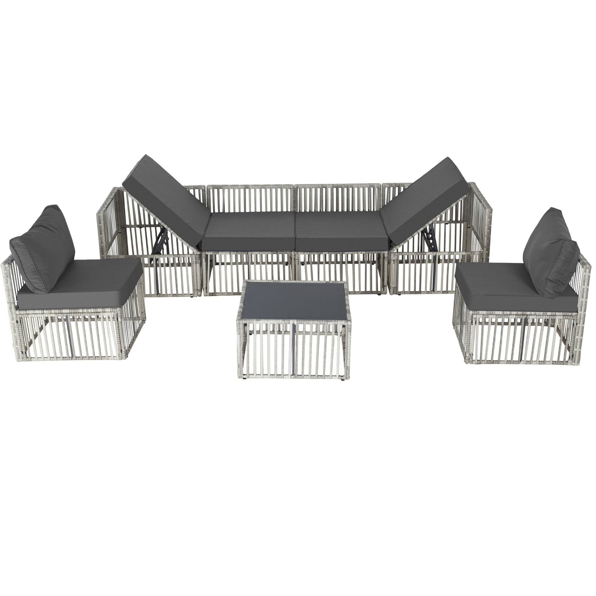 Alt View 1. Boyel Living - 7 Piece Modular PE Rattan Patio Sectional Set Gray with Coffee Table - Gray.