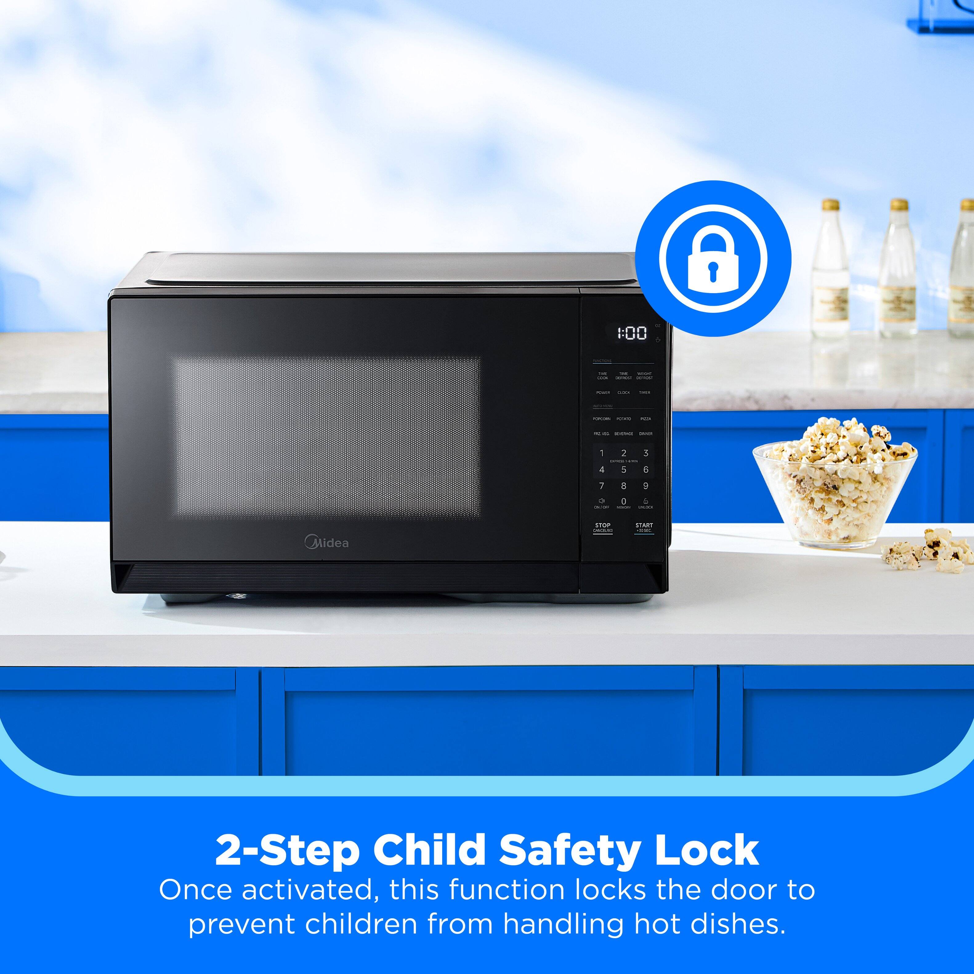 1:00  
- I | - 2 | 4 5 8 4 1 8 1 0 & - idea 10Um  

2-Step Child Safety Lock  
Once activated, this function locks the door to prevent children from handling hot dishes.