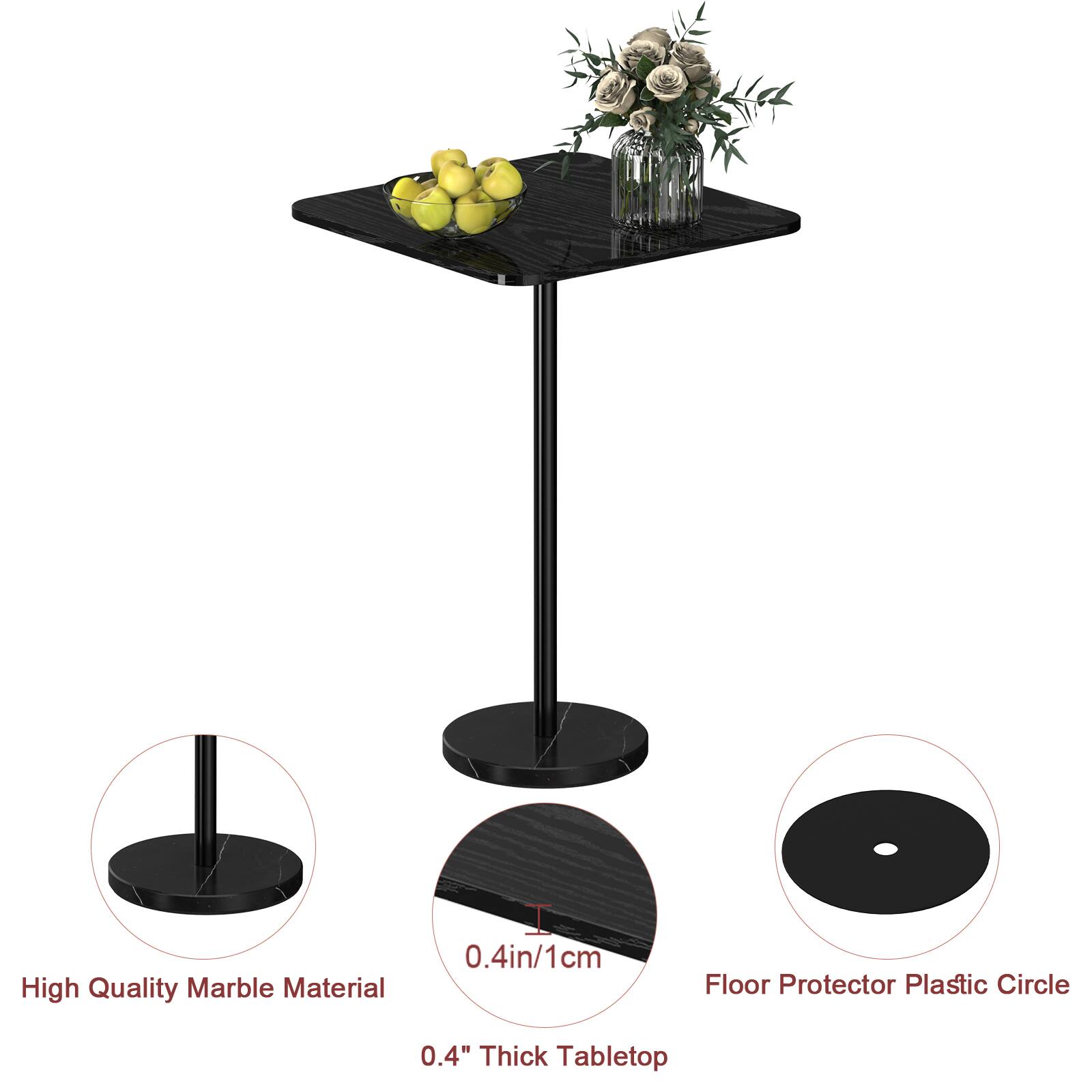 High Quality Marble Material  
0.4in/1cm  
Floor Protector Plastic Circle  
0.4" Thick Tabletop