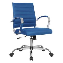 LeisureMod - Benmar Modern Mesh Office Chair with Adjustable Height, Lumbar Support & 360° Swivel - Navy Blue
