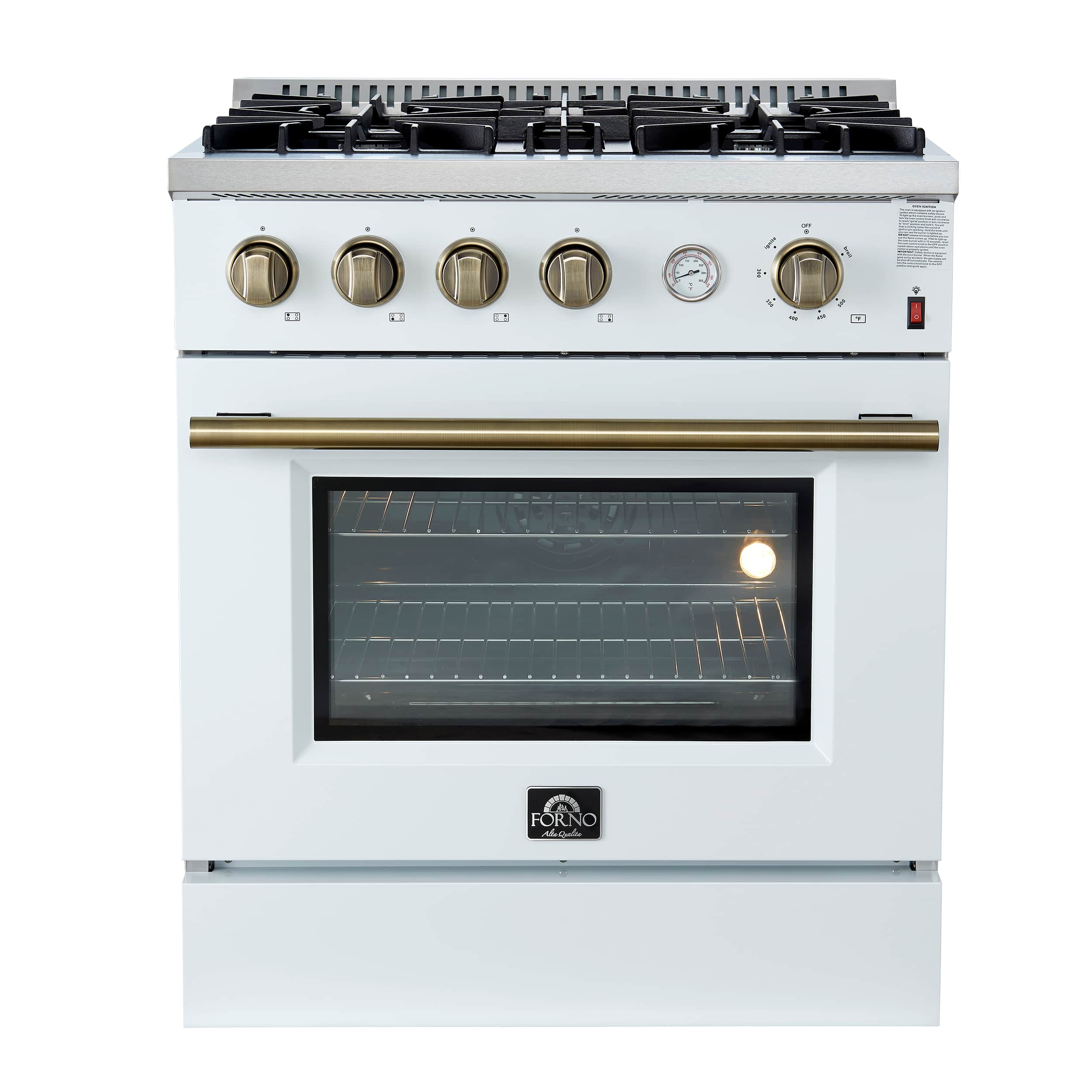 Forno Appliances - Marco 4.32 Cu. Ft. Freestanding Gas Convection Range with Dual Ring Burner - White - Front_Zoom