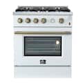 Forno Appliances - 30 in. Wide 4 burner Marco 4.32 Cu. Ft. Freestanding Gas Convection Range with Dual Ring Burner - White