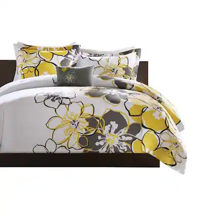Front. Gracie Mills - Gracie Mills Laszlo Vibrant Floral Comforter Set - Yellow.