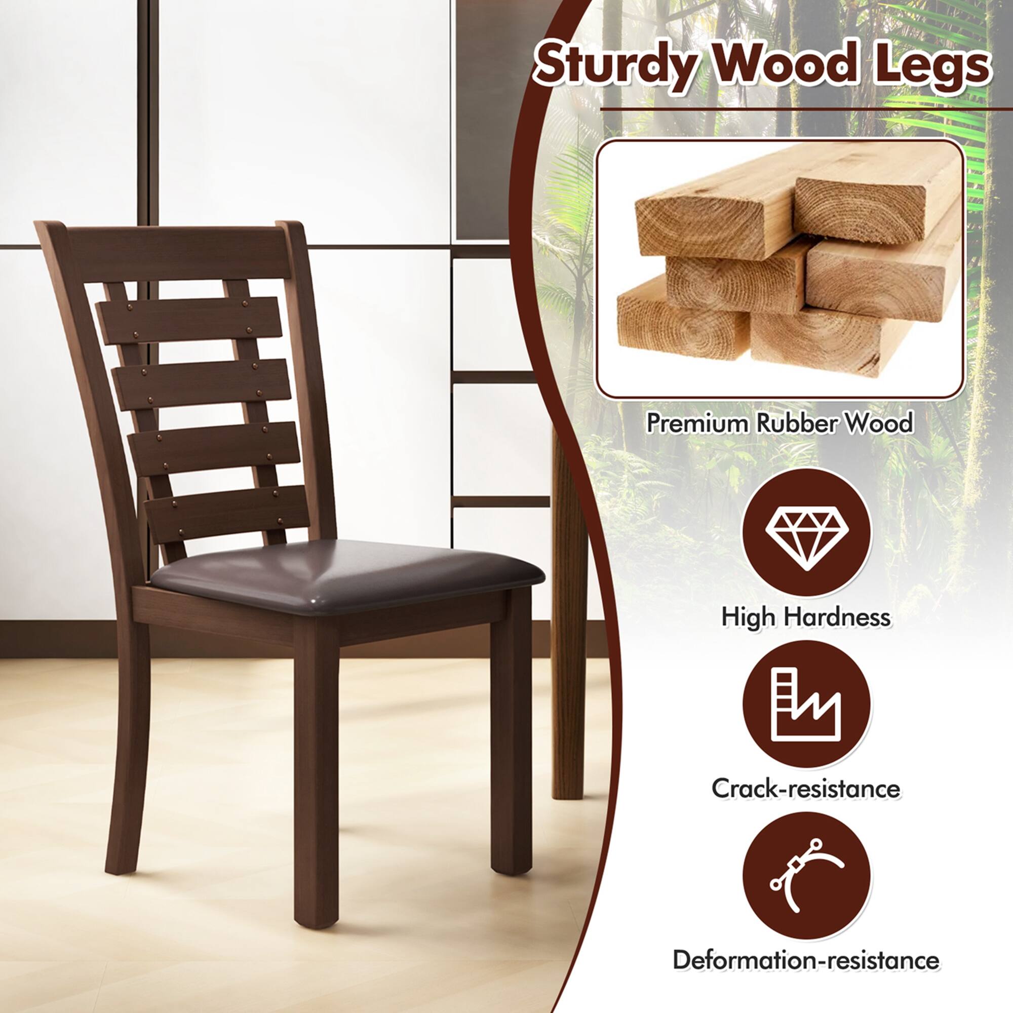 Sturdy Wood Legs Premium Rubber Wood High Hardness Crack-resistance Deformation-resistance
