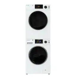 Equator - 110V STACKABLE EW 835 18lbs Washer 1.9cf + ED 870 DL Electric Dryer 4cf Vented Sensor Stacked/ Matching - White