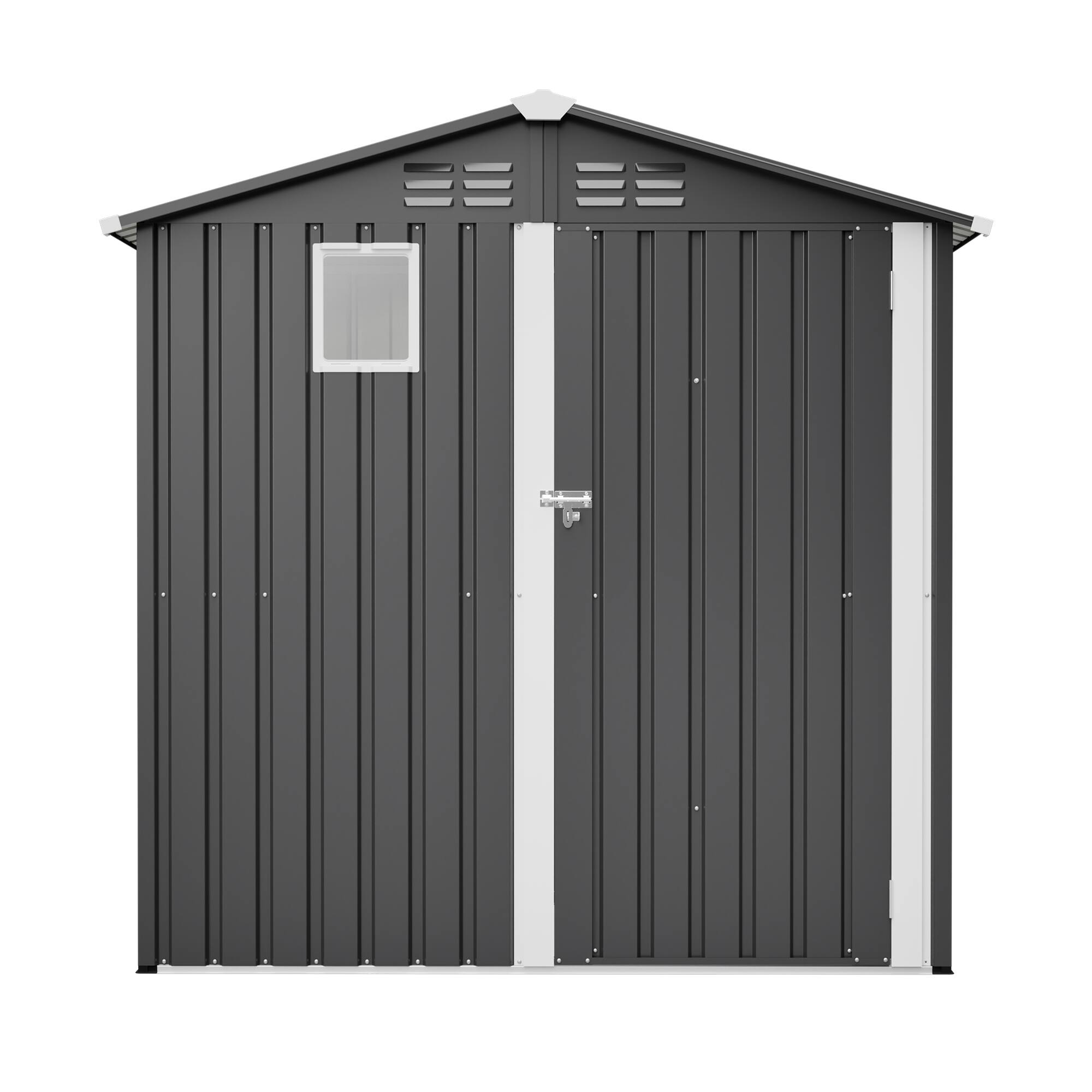 Back. Mondawe - 6FT x 4FT Metal Outdoor Storage Shed - Gray.