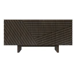 Boyel Living - Dark MDF 4-Door 63 in. Wood Modern Grain Buffet Sideboard For Living Room and Kitchen-Dining Room - Brown