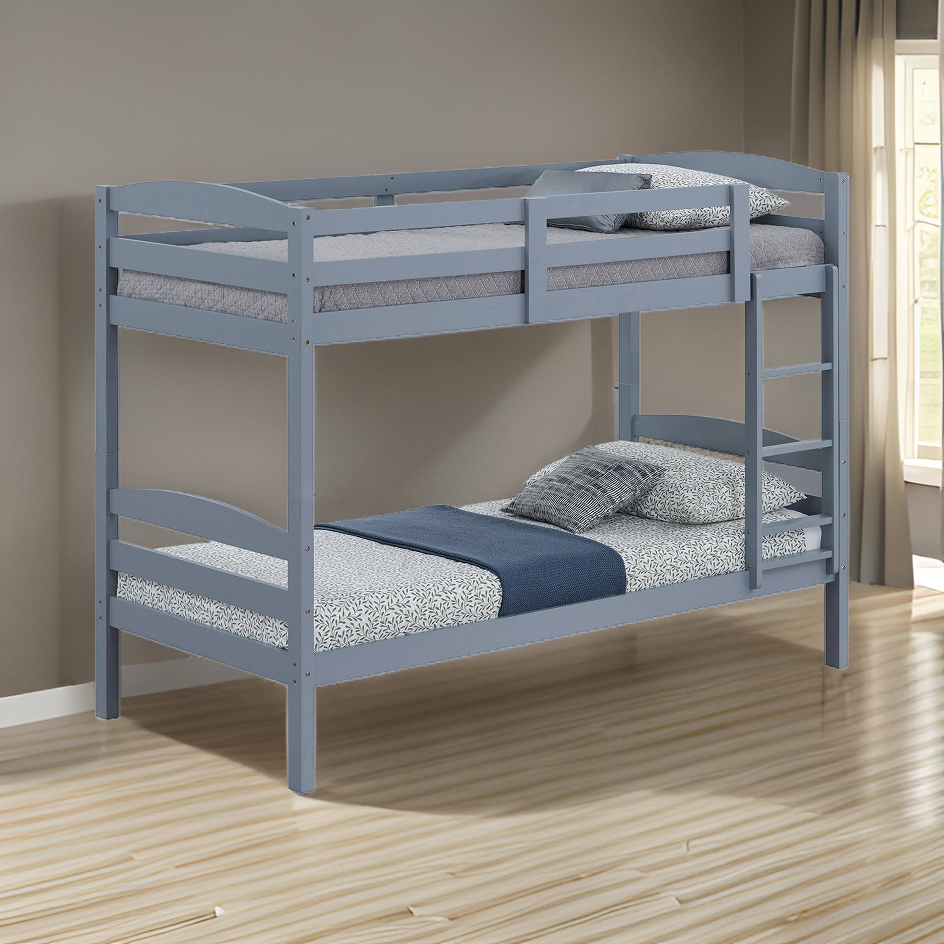 Alt View 5. Manhattan Lane - Sifa Twin Bunk Bed, Convenient Ladder, Arch Slat Design, Gray Solid Wood - Gray.