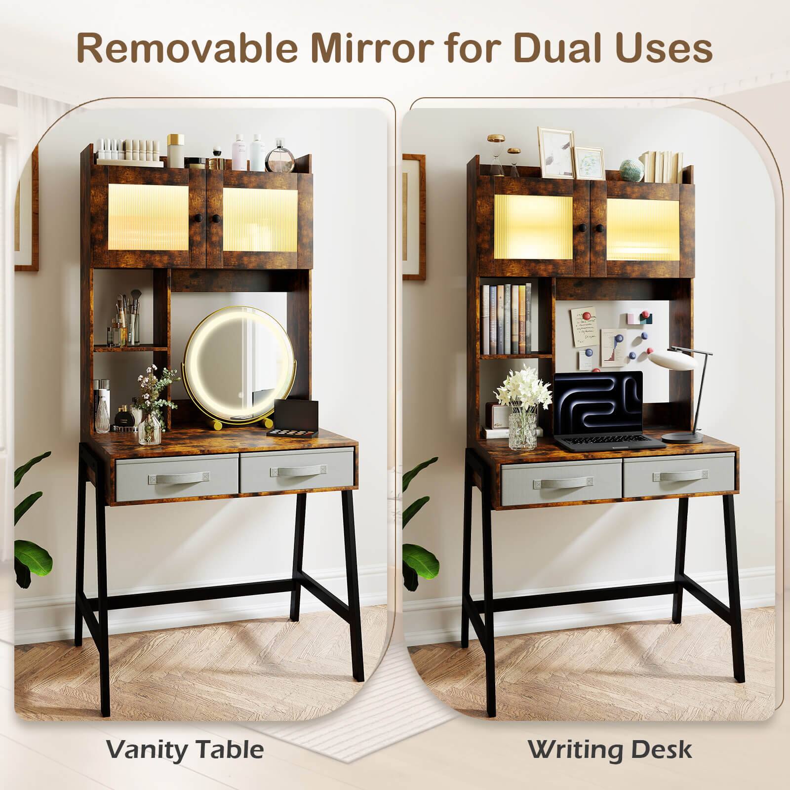 Removable Mirror for Dual Uses

Vanity Table

Writing Desk