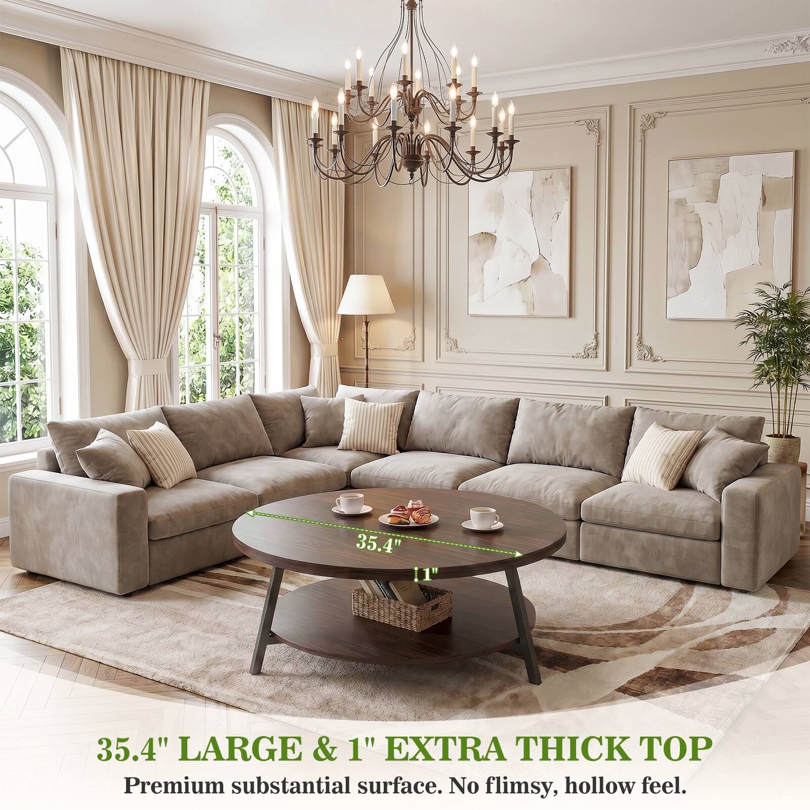 35.4" 11" 35.4" LARGE & 1" EXTRA THICK TOP Premium substantial surface. No flimsy, hollow feel.