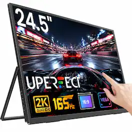 UPERFECT - 24.5" 2K 165Hz QLED Touch Gaming Monitor, FreeSync USB-C Mini HDMI - Black