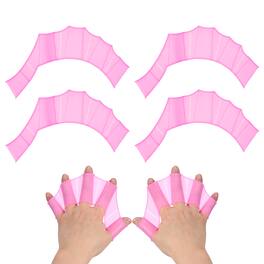 Unique Bargains - Silicone Swimming Gloves, Webbed Gloves Half-Finger Frog Type Water Resistance Swim Fins, 8"x6" 2 Pair - Pink