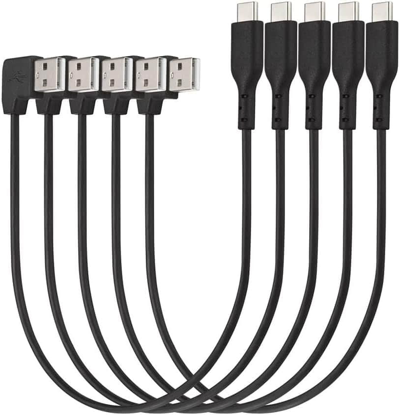 Kensington - K65610WW USB-A to USB-C Charge & Sync Cable 5-Pack, 12.9in Short 90° USB-A for Charge & Sync Cabinets