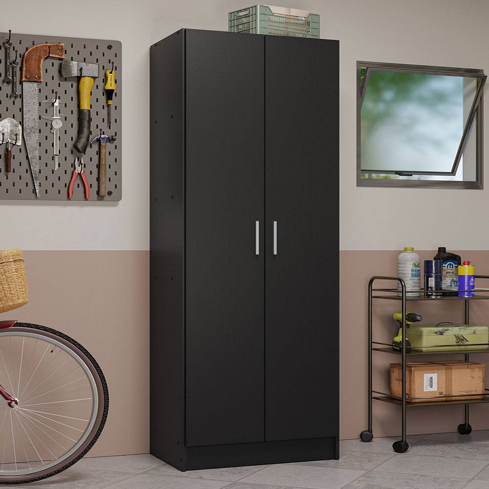 Angle. Madesa - Madesa Garage Pantry Storage Cabinet 2 Doors with 4 Utility Shelves 23"L Wooden Organization Unit for Garage - Black - Black.