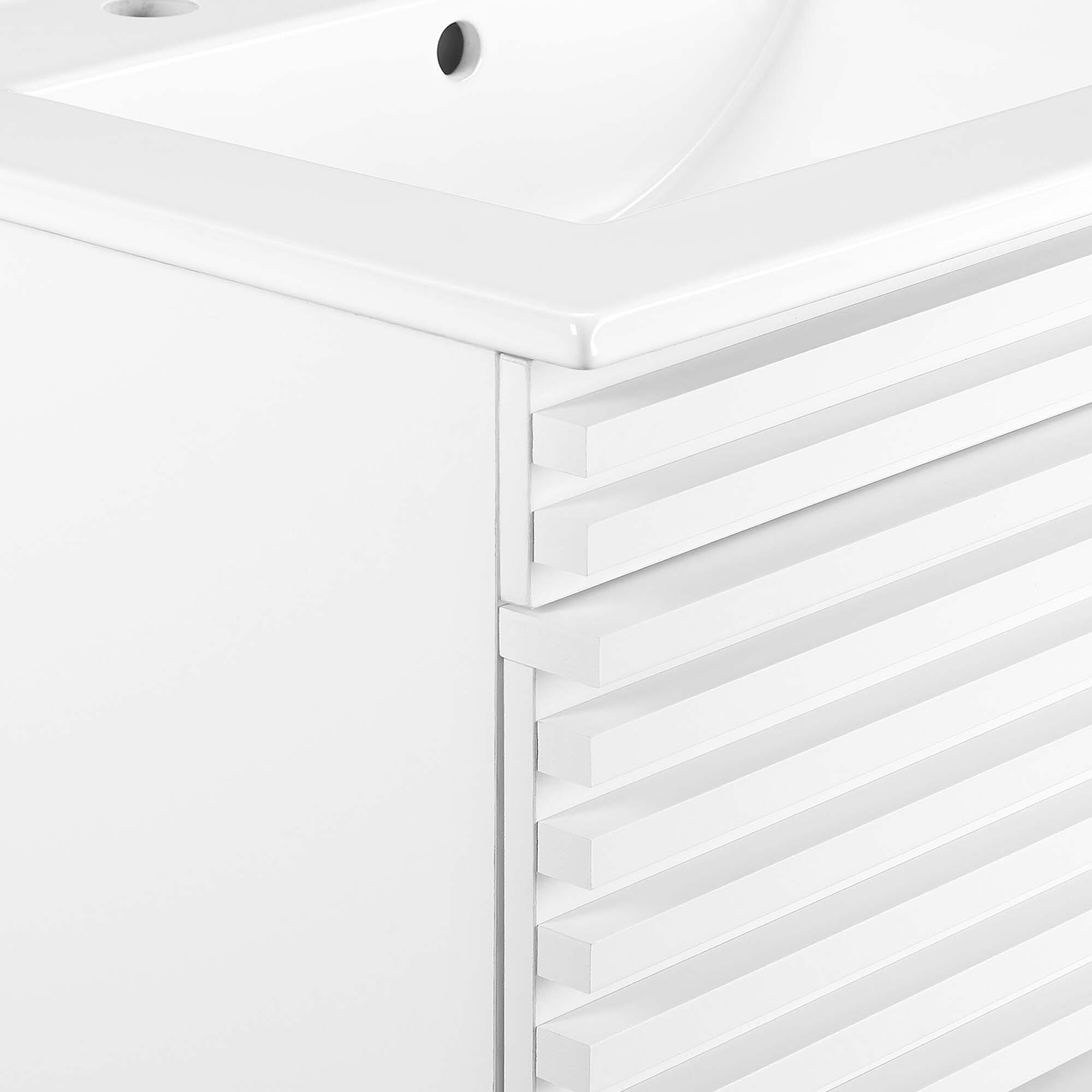 Alt View 5. Modway - Render Wall-Mount Bathroom Vanity with White Basin Included - White White.