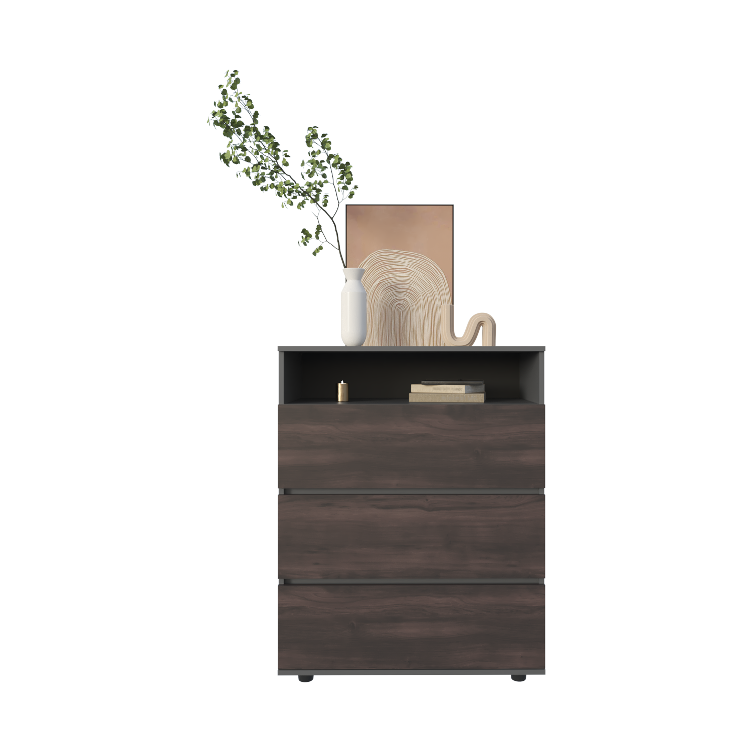 Back. TinyHomie - Aberdeen Drawer Bedroom Matt Gray - Gray.