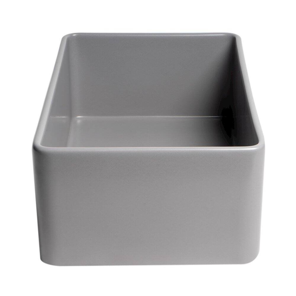 Alt View 5. Alfi - ALFI brand Gray Matte Smooth Apron 30 x 18 Single Bowl Fireclay Farm Sink - Gray.