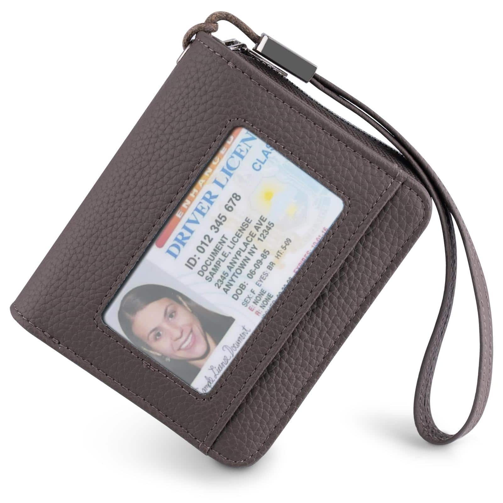 Jadie Link - Small Wallet Women Genuine Leather Rfid Blocking Credit Card Holder Slim Compact Purse Women's Wallets Window Slots L - Bb-Gray