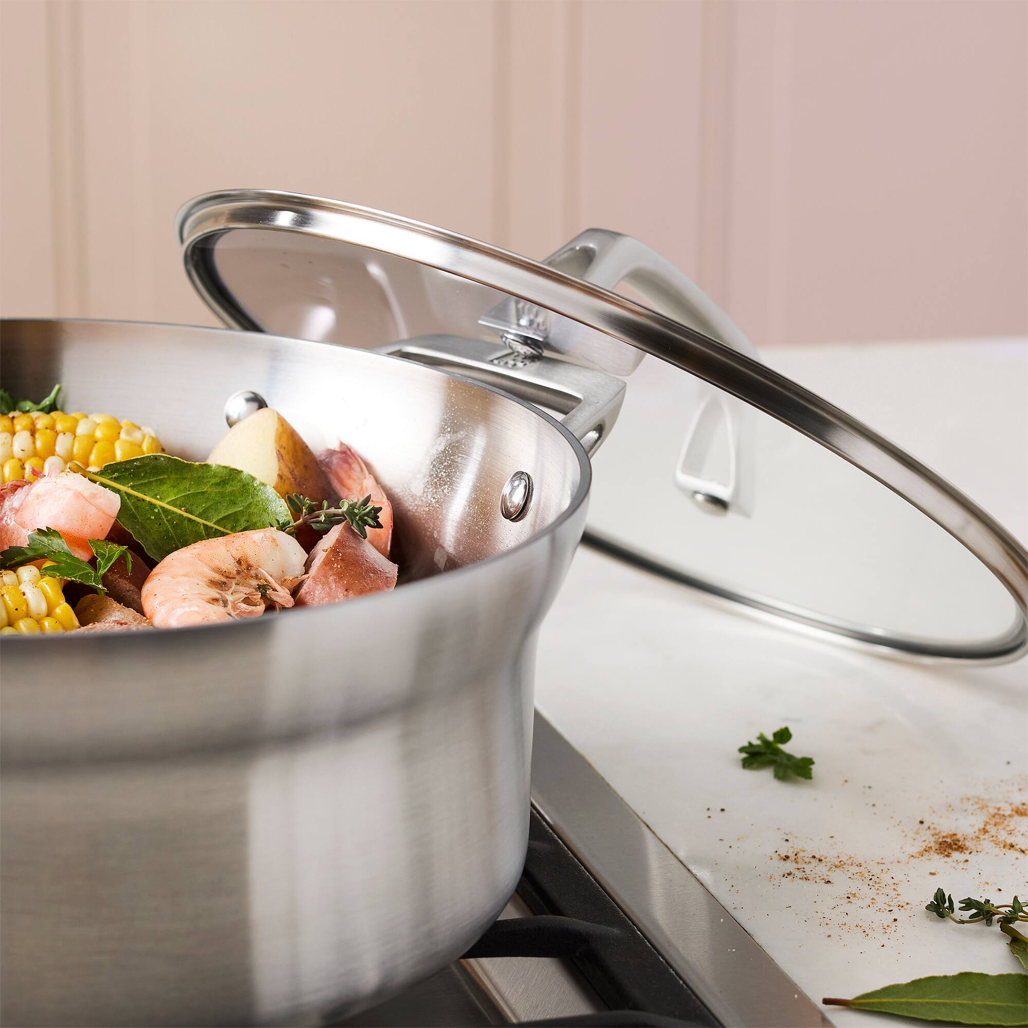 Alt View 6. ZWILLING - ZWILLING Motion Stainless Steel 5-qt Stainless Steel  Dutch Oven with Lid - Stainless Steel.