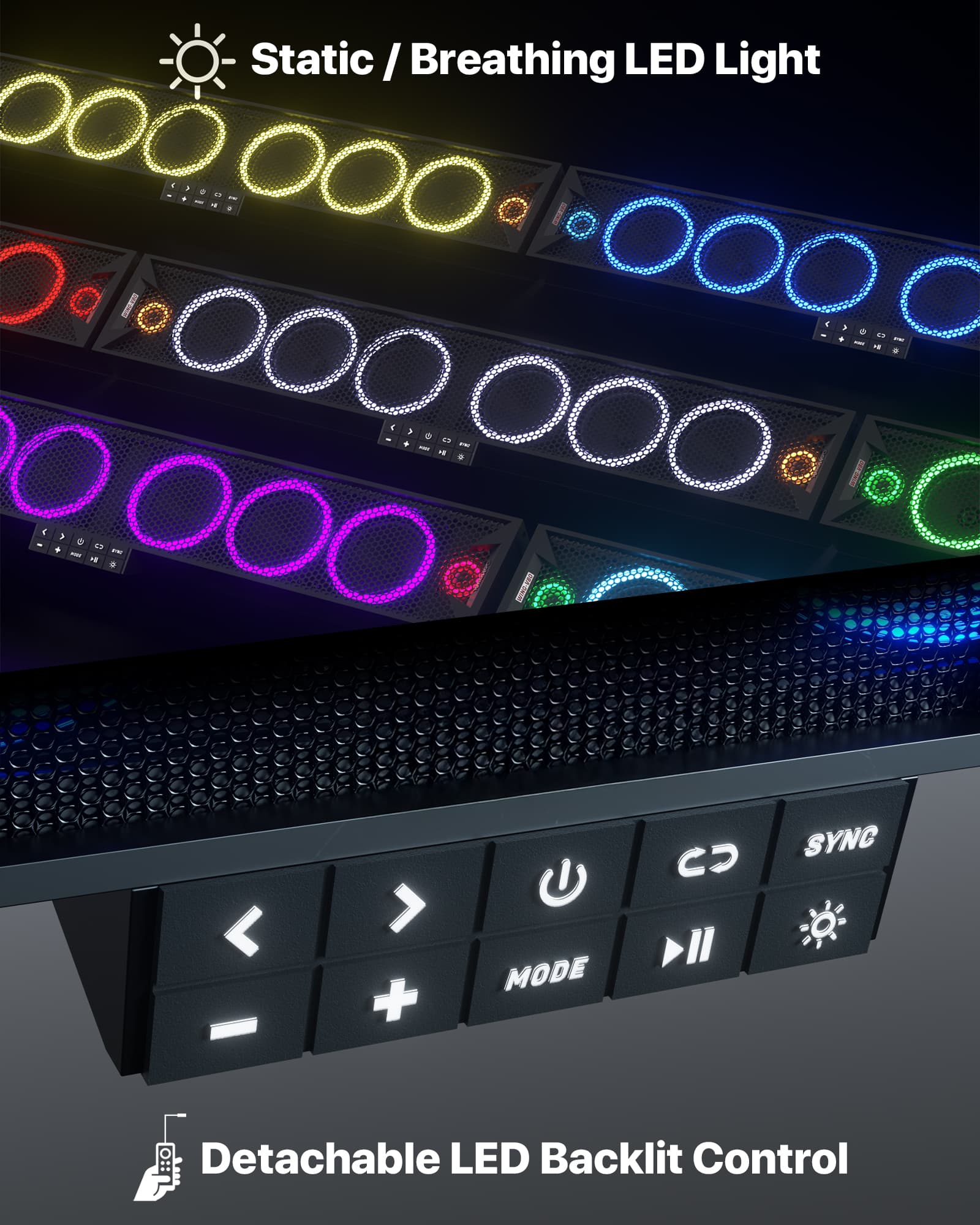 GoHawk UTV Sound Bar: Waterproof 8 Speaker Bluetooth Speakers