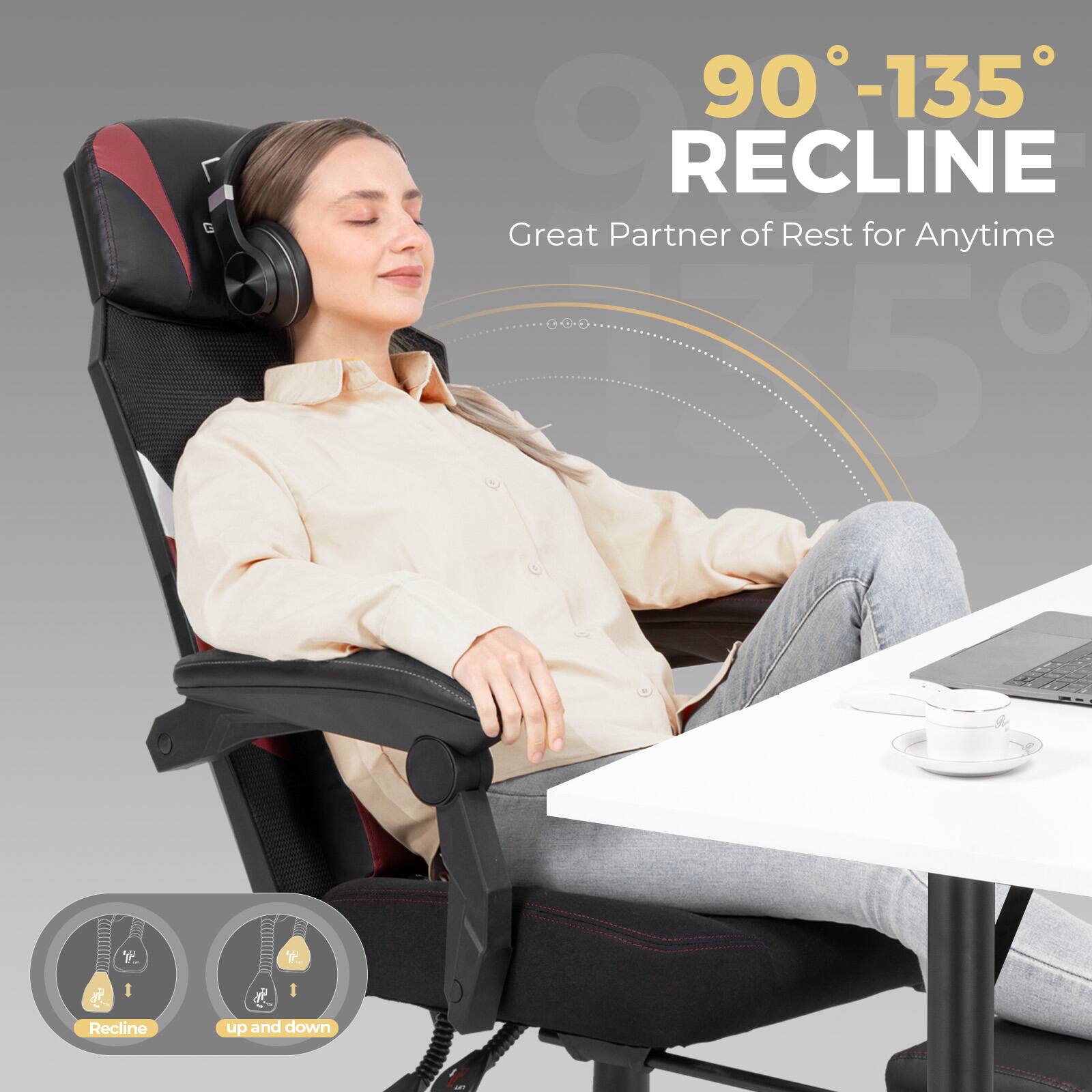 90-135 RECLINE Great Partner of Rest for Anytime Recline up and down