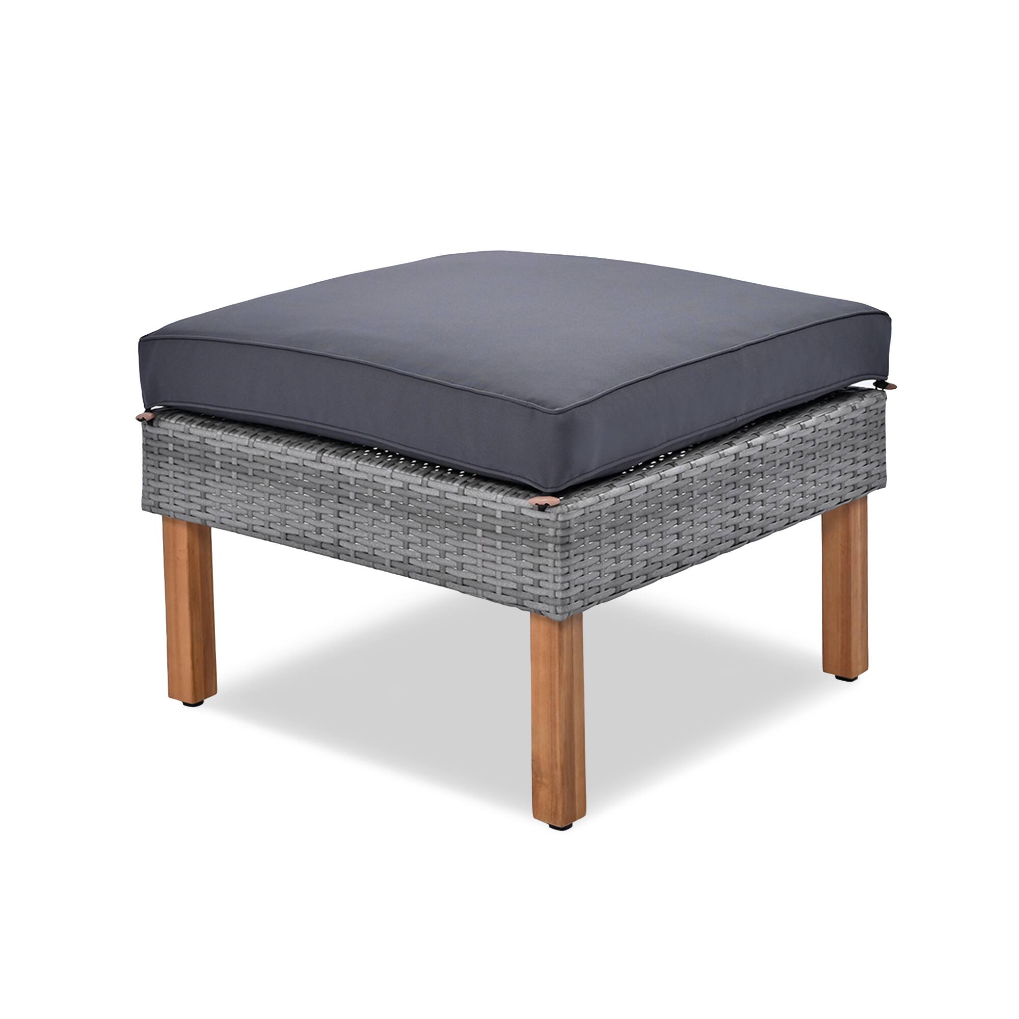 Alt View 1. Whisen - 9-Piece Outdoor Patio Rattan Furniture Set with Acacia Wood Legs and Coffee Table, Sectional Sofa - Gray.