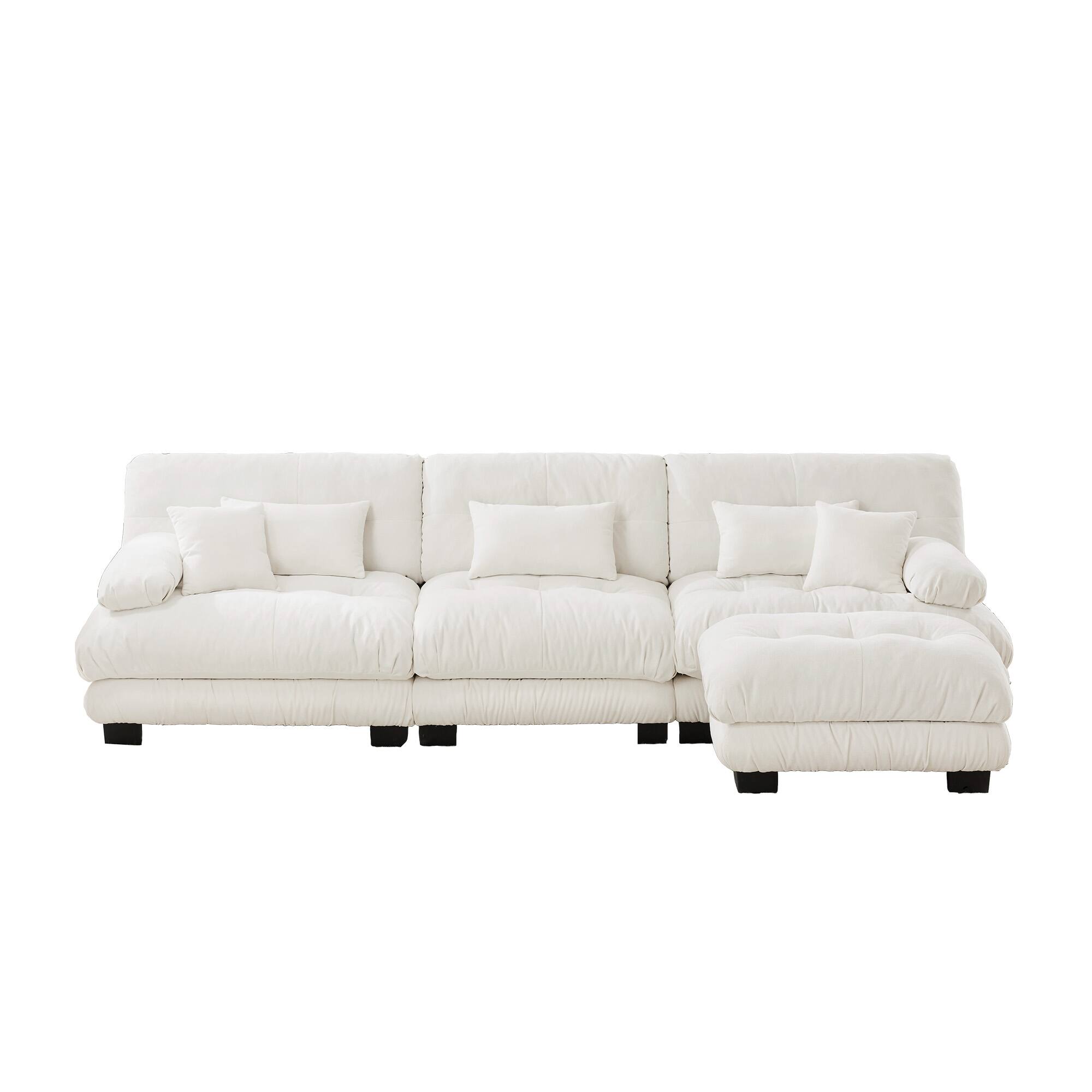 Alt View 6. LOVMOR - L Shaped Modular Deep Seat Chenille Sectional Couch Storage Ottoman Compressed Pack For Living Room Plush Cozy - White.