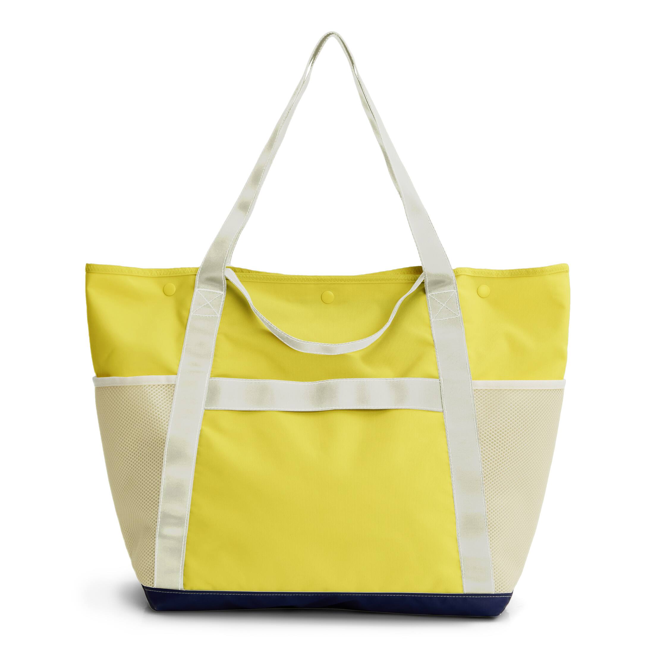 Back. Bagsmart - Coast 40L Beach Tote, Lightweight Water-Repellent Tote for Beach, Travel & Everyday Use - Lemon.