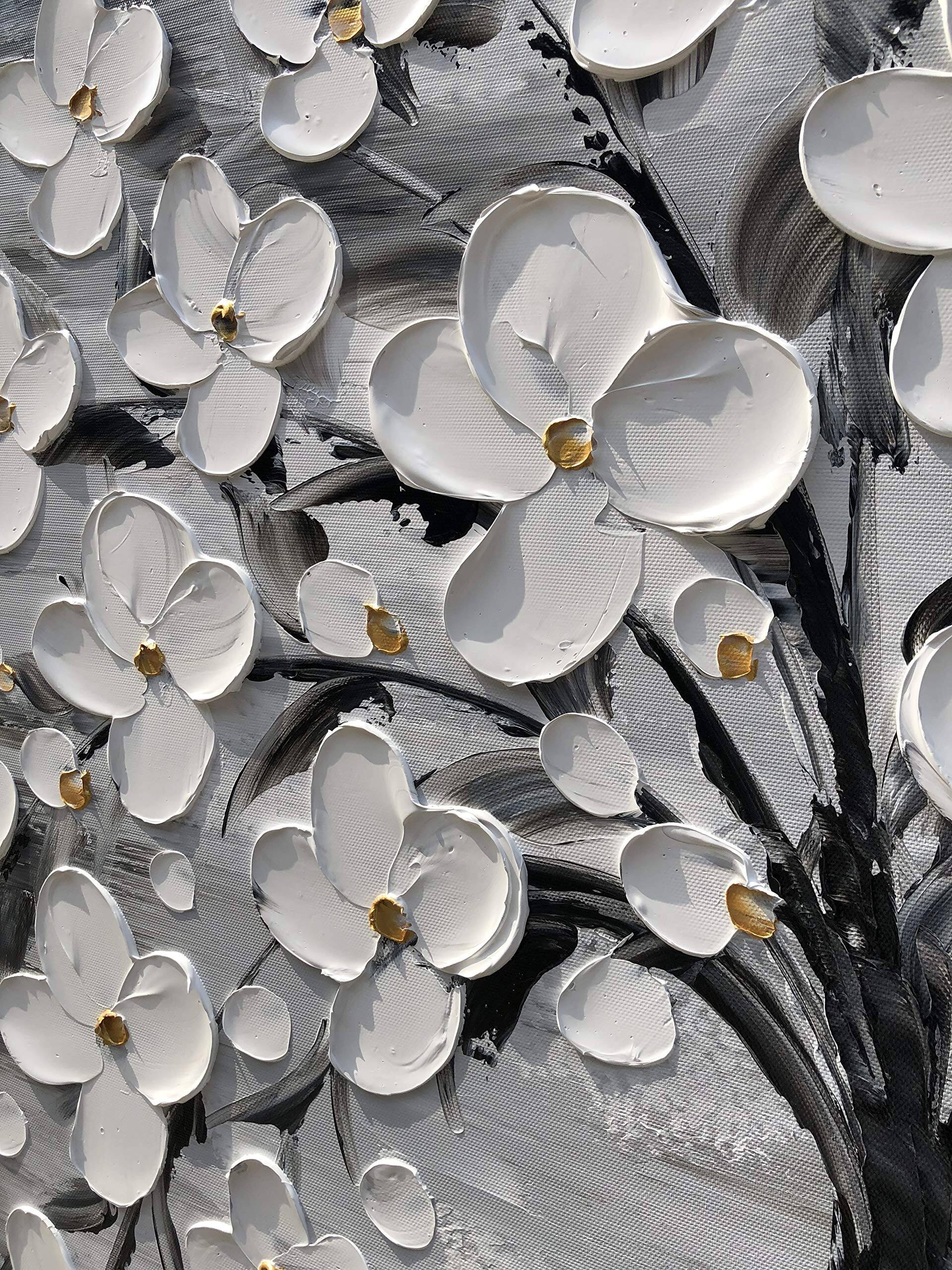 Alt View 2. Hirose Alice - Yihui Arts Hand-Painted Textured Blossom Tree Art on Canvas & Toned Floral Painting for Modern Home Decor - Vertical Flower Art 40"L x 20"W.