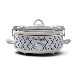 Crockpot - 2.5-Quart Casserole Crock Manual Slow Cooker - White/Blue Pattern