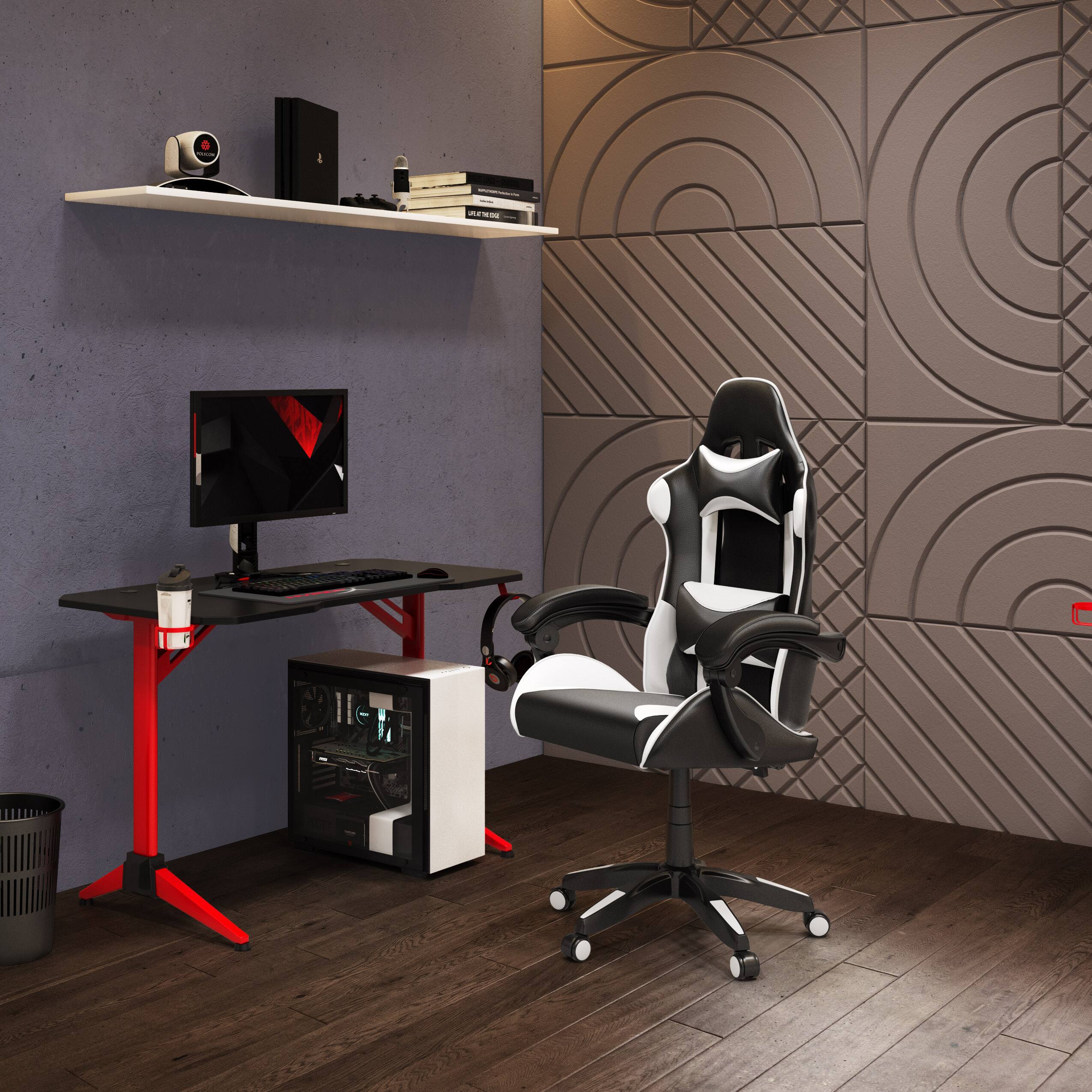 Alt View 15. CorLiving - Ravagers Gaming Chair - Black and White.
