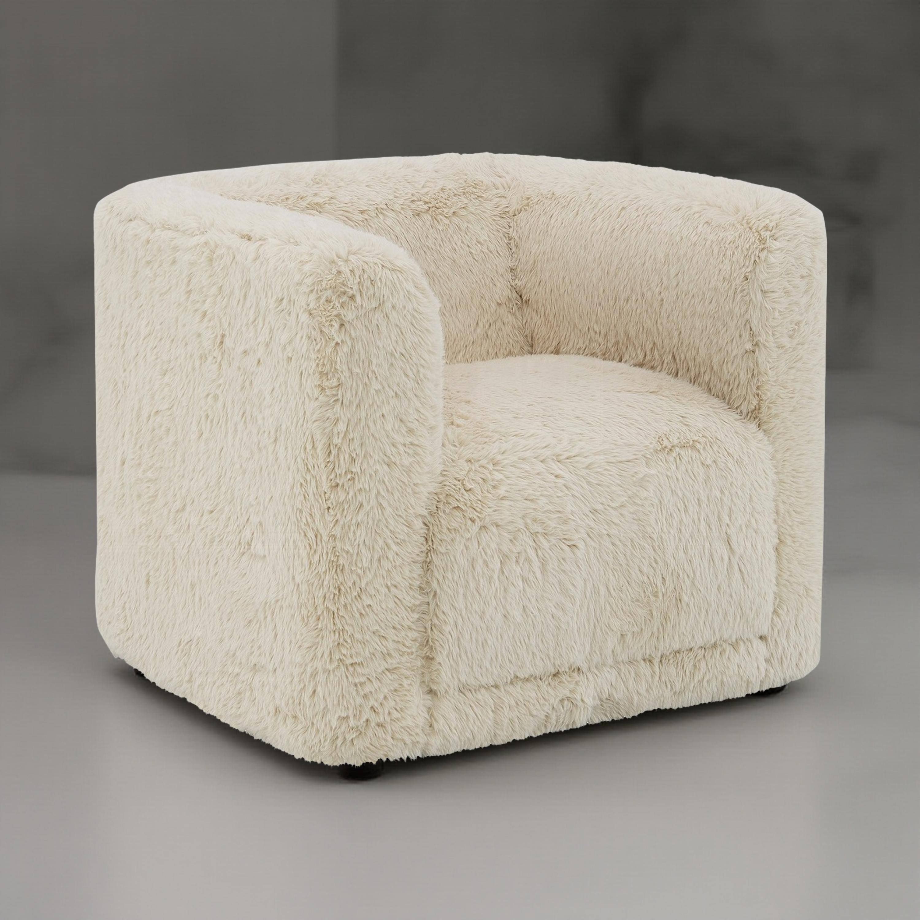Alt View 5. Manhattan Lane - Savoir Swivel Accent Chair, Modern Soft Furry Beige Fabric, Round Arms - Beige.