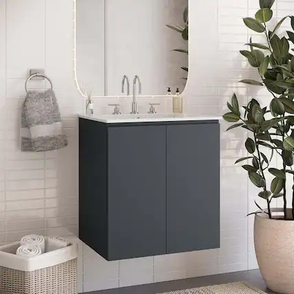Front. Modway - Bryn Wall-Mount Bathroom Vanity Basin Included - Gray White.