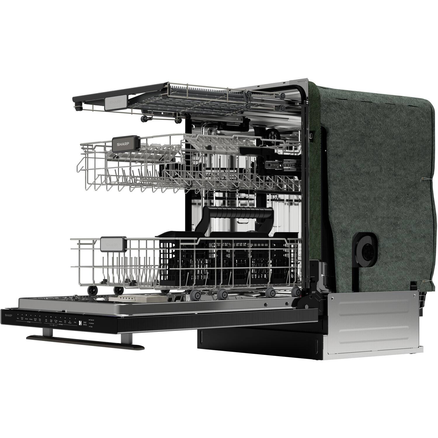 Alt View 2. Sharp - 24-In. Top Control Slide-In Dishwasher in Stainless Steel.
