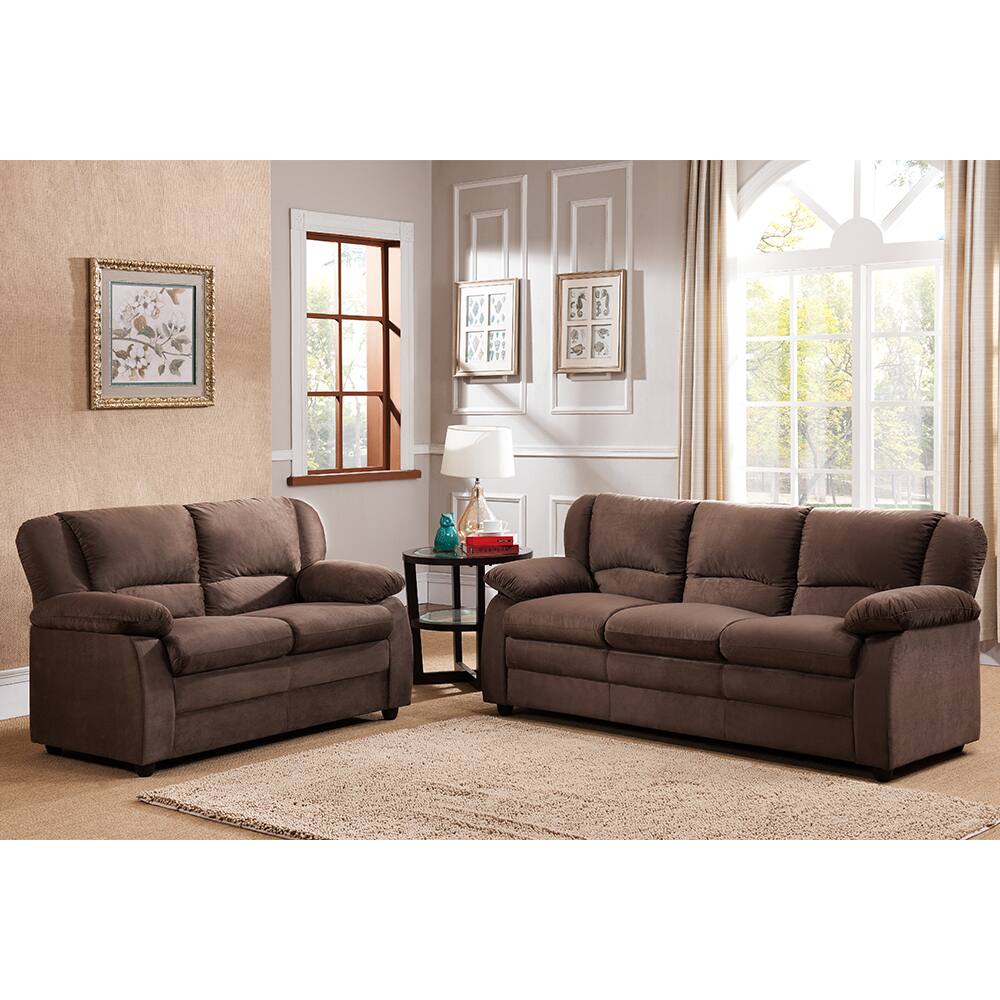 Left. Kings Brand Furniture - Kings Brand Furniture Abanda Leather Loveseat, Chocolate - Dark Brown.
