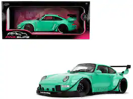RWB Body Kit "Kei Kishi" Light Blue "Pink Slips" Series 1/18 Diecast Model Car by Jada - Multicolor