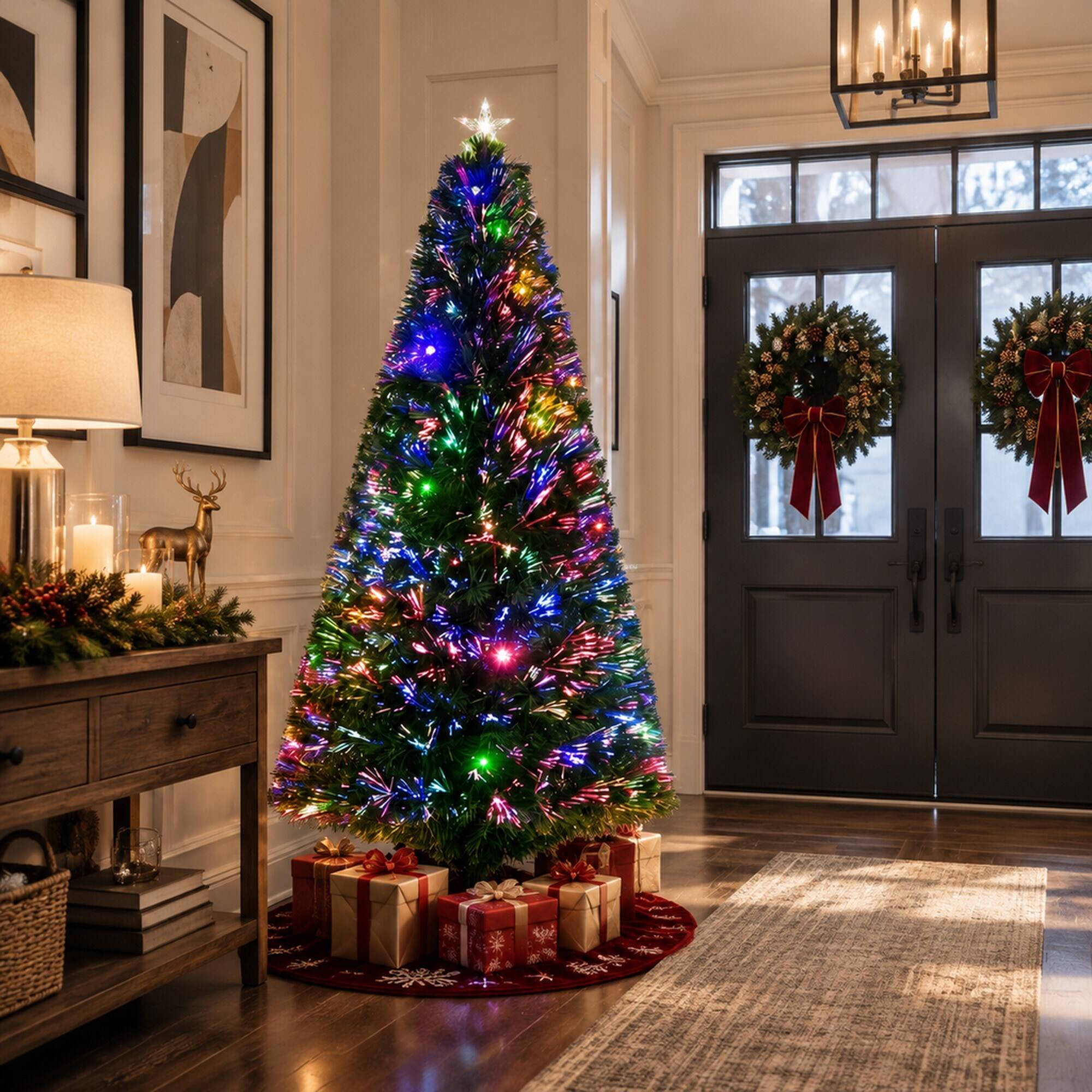 Alt View 2. RYHNUYNE - 6FT Pre-Lit Douglas Fir Christmas Tree With Realistic Branches and Warm LED Lights - Green.