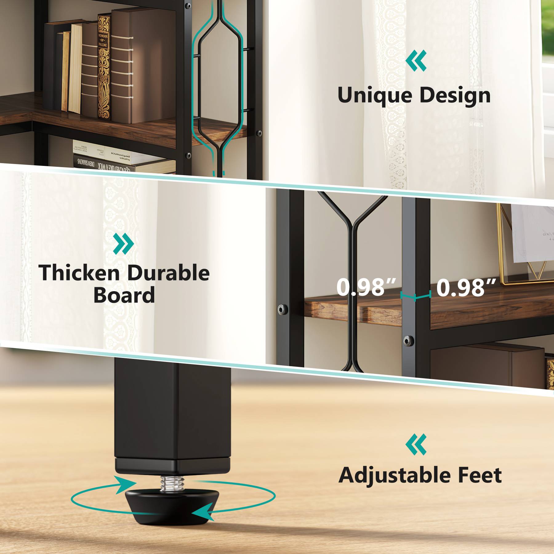 Unique Design

Thicken Durable Board
0.98" 0.98"

Adjustable Feet