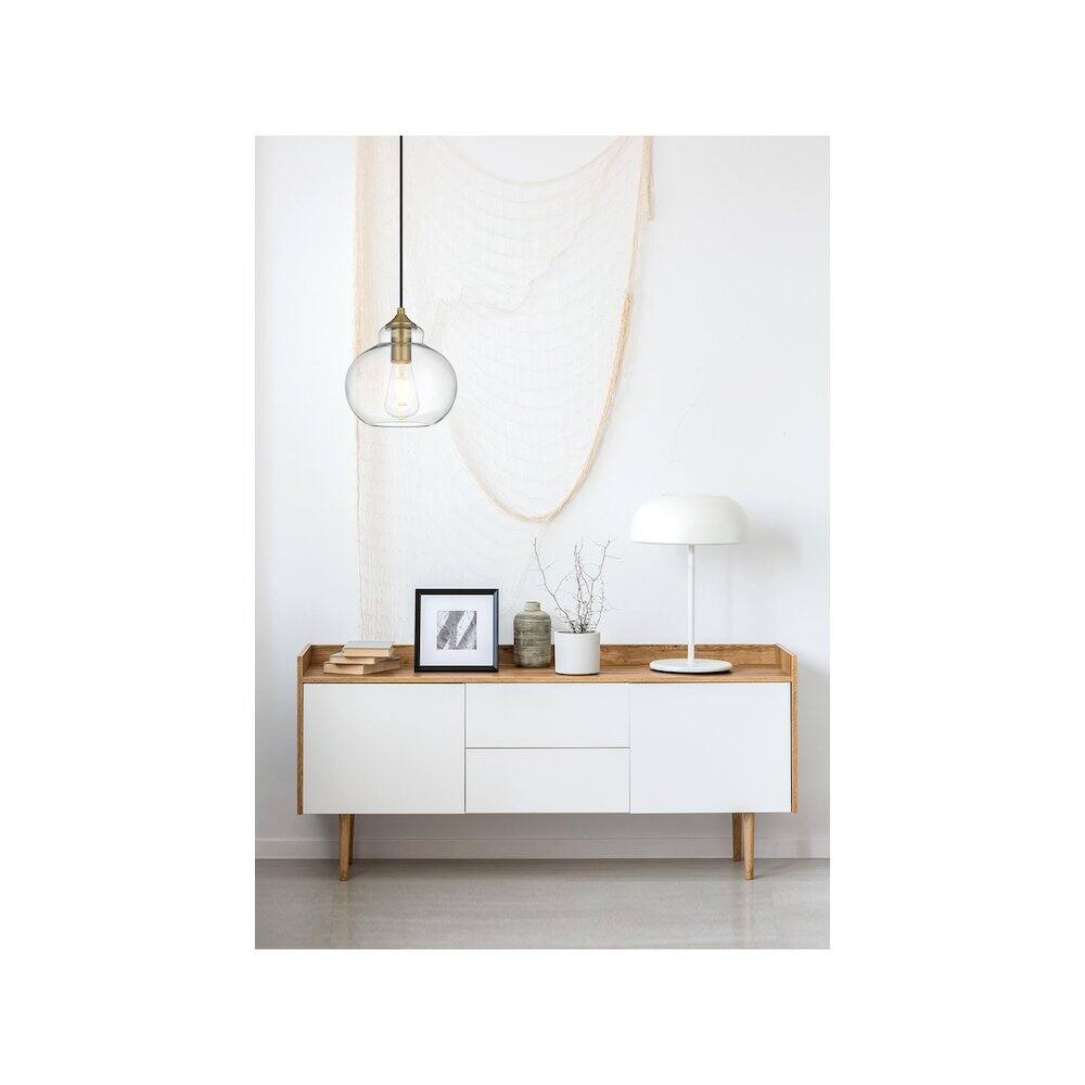 Alt View 2. Living District - Destry 8 Inch Pendant Clear Shade in Satin Gold - Satin Gold And Clear.