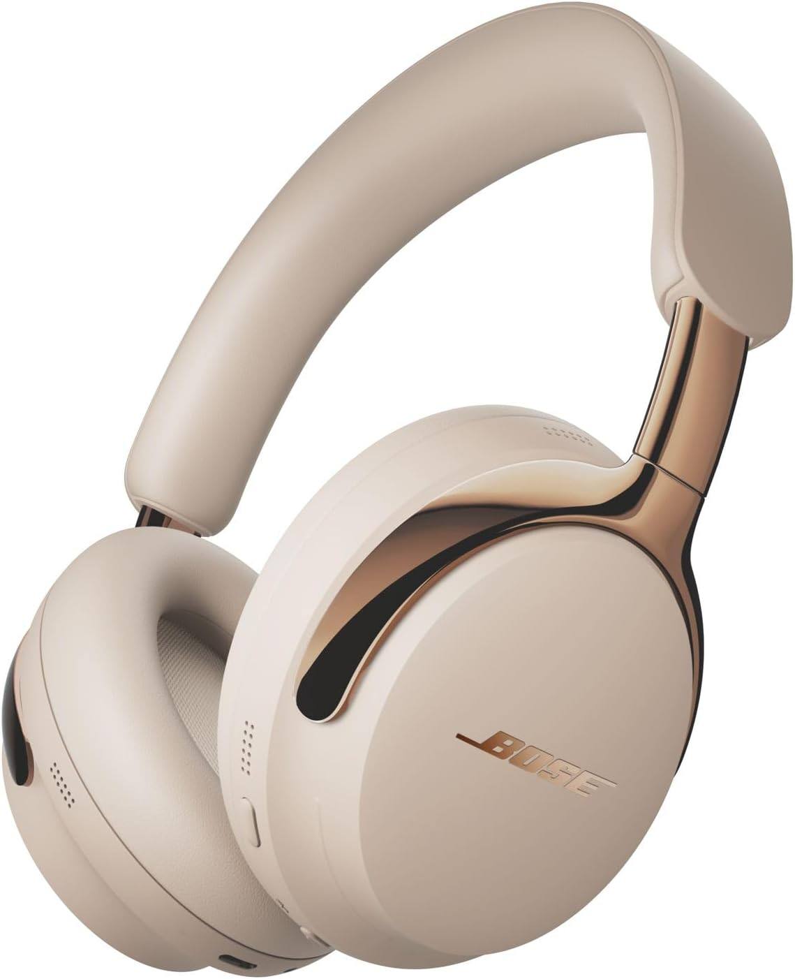 Angle. Bose - Bose QuietComfort Ultra Bluetooth Headphones (2nd Gen) Bundle with Fast Charger, Noise Cancelling (Driftwood Sand) - Driftwood Sand.